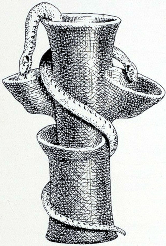 Cylindrical serpent vessel from Knossos